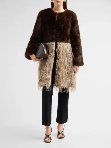 Ramy Brook Women's Beverly Spliced Faux-Fur Jacket - Bone Faux Fur | Thumbnail 2 Ramy Brook Women's Beverly Spliced Faux-Fur Jacket - Bone Faux Fur | Thumbnail 2