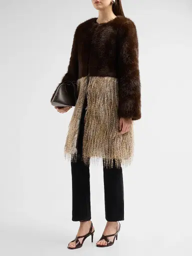 Ramy Brook Women's Beverly Spliced Faux-Fur Jacket - Bone Faux Fur | Thumbnail 4 Ramy Brook Women's Beverly Spliced Faux-Fur Jacket - Bone Faux Fur | Thumbnail 4