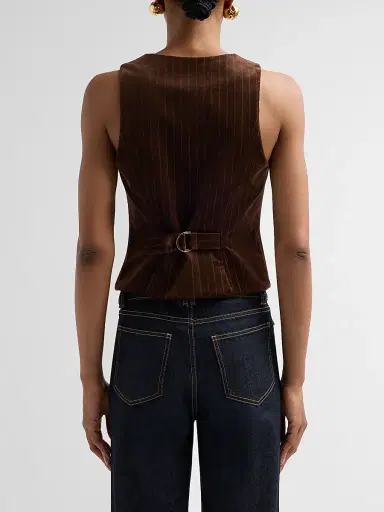 Ramy Brook Women's Noelle Pinstriped Cotton-Blend Vest - Heritage Brown | Thumbnail 3 Ramy Brook Women's Noelle Pinstriped Cotton-Blend Vest - Heritage Brown | Thumbnail 3