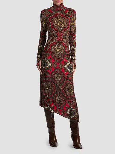 Alice + Olivia Women's Maeve Paisley Asymmetric Slip Midi Skirt - Bon Voyage Hibiscus Multi | Thumbnail 2 Alice + Olivia Women's Maeve Paisley Asymmetric Slip Midi Skirt - Bon Voyage Hibiscus Multi | Thumbnail 2