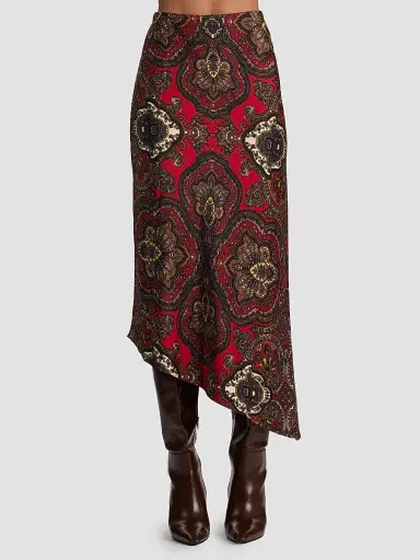 Alice + Olivia Women's Maeve Paisley Asymmetric Slip Midi Skirt - Bon Voyage Hibiscus Multi | Thumbnail 4 Alice + Olivia Women's Maeve Paisley Asymmetric Slip Midi Skirt - Bon Voyage Hibiscus Multi | Thumbnail 4