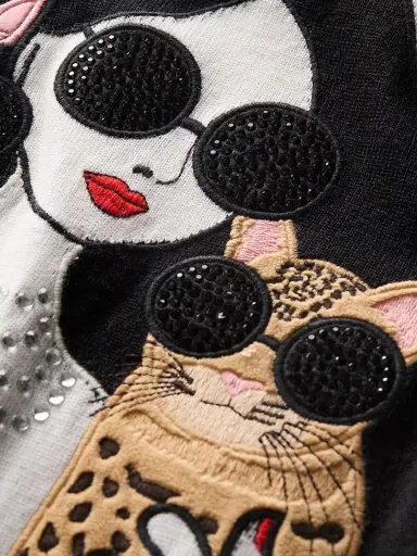 Alice + Olivia Women's Gleeson Staceface Leopard Merino Wool Pullover Sweater - Soft White Multi | Thumbnail 6 Alice + Olivia Women's Gleeson Staceface Leopard Merino Wool Pullover Sweater - Soft White Multi | Thumbnail 6