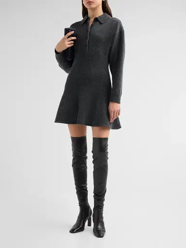 3.1 Phillip Lim Women's Wool-Blend Mini Polo Dress - Charcoal - Size Large | Thumbnail 4 3.1 Phillip Lim Women's Wool-Blend Mini Polo Dress - Charcoal - Size Large | Thumbnail 4