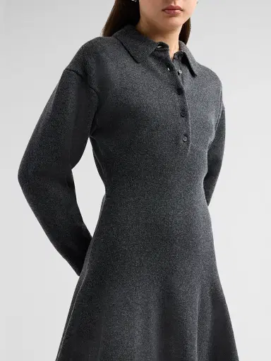 3.1 Phillip Lim Women's Wool-Blend Mini Polo Dress - Charcoal - Size Large | Thumbnail 5 3.1 Phillip Lim Women's Wool-Blend Mini Polo Dress - Charcoal - Size Large | Thumbnail 5