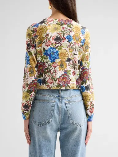 Alice + Olivia Women's Carson Floral Cotton-Blend Cardigan - Fallen Petals | Thumbnail 3 Alice + Olivia Women's Carson Floral Cotton-Blend Cardigan - Fallen Petals | Thumbnail 3