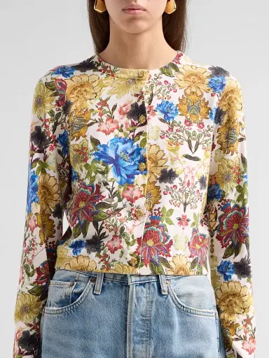 Alice + Olivia Women's Carson Floral Cotton-Blend Cardigan - Fallen Petals | Thumbnail 5 Alice + Olivia Women's Carson Floral Cotton-Blend Cardigan - Fallen Petals | Thumbnail 5