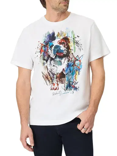 Robert Graham Men's Ruff Sketch Graphic Cotton T-Shirt - White | Thumbnail 1 Robert Graham Men's Ruff Sketch Graphic Cotton T-Shirt - White | Thumbnail 1