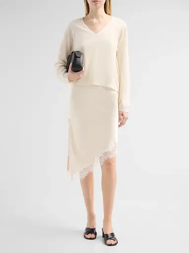 Design History Women's Isa Wool Sweater & Satin Midi Dress - Dove Combo | Thumbnail 2 Design History Women's Isa Wool Sweater & Satin Midi Dress - Dove Combo | Thumbnail 2