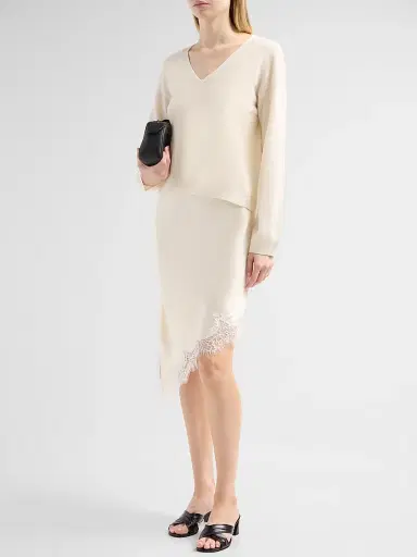 Design History Women's Isa Wool Sweater & Satin Midi Dress - Dove Combo | Thumbnail 4 Design History Women's Isa Wool Sweater & Satin Midi Dress - Dove Combo | Thumbnail 4