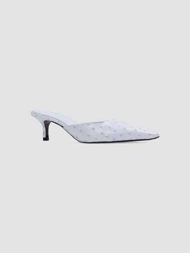 Black Suede Studio Women's Riley 50MM Ostrich Mules - Sky - Size 7.5 | Thumbnail 2 Black Suede Studio Women's Riley 50MM Ostrich Mules - Sky - Size 7.5 | Thumbnail 2