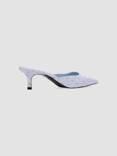Black Suede Studio Women's Riley 50MM Ostrich Mules - Sky - Size 7.5 | Thumbnail 4 Black Suede Studio Women's Riley 50MM Ostrich Mules - Sky - Size 7.5 | Thumbnail 4