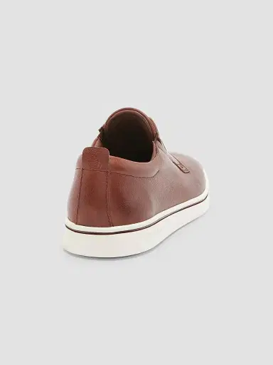 Ferragamo Men's Alfievit Leather Slip On Sneakers - Medium Brown | Thumbnail 3 Ferragamo Men's Alfievit Leather Slip On Sneakers - Medium Brown | Thumbnail 3