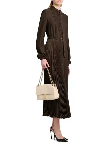 Tom Ford Women's Plissé Tieneck Blouson-Sleeve Midi Dress | Thumbnail 2 Tom Ford Women's Plissé Tieneck Blouson-Sleeve Midi Dress | Thumbnail 2