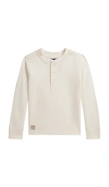 Polo Ralph Lauren Kids Long-sleeve Waffle Knit Henley Shirt | Thumbnail 1 Polo Ralph Lauren Kids Long-sleeve Waffle Knit Henley Shirt | Thumbnail 1