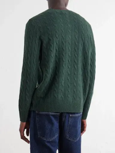 Polo Ralph Lauren Logo-Embroidered Cable-Knit Wool and Cashmere-Blend Sweater - Men | Thumbnail 4 Polo Ralph Lauren Logo-Embroidered Cable-Knit Wool and Cashmere-Blend Sweater - Men | Thumbnail 4