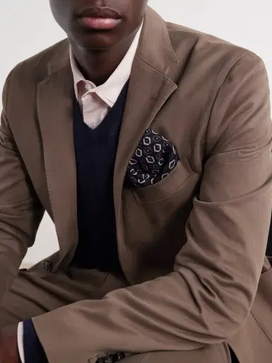 Zegna Printed Wool Pocket Square - Men | Thumbnail 2 Zegna Printed Wool Pocket Square - Men | Thumbnail 2