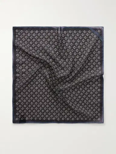 Zegna Printed Wool Pocket Square - Men | Thumbnail 3 Zegna Printed Wool Pocket Square - Men | Thumbnail 3