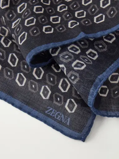 Zegna Printed Wool Pocket Square - Men | Thumbnail 4 Zegna Printed Wool Pocket Square - Men | Thumbnail 4