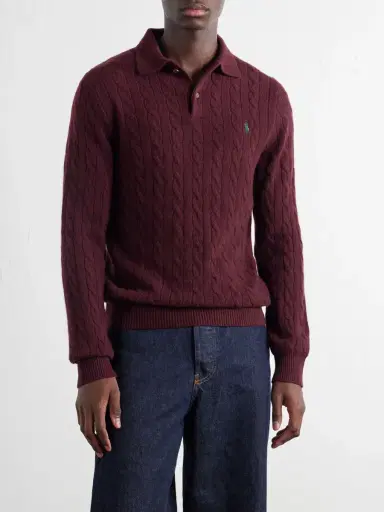Polo Ralph Lauren Logo-Embroidered Cable-Knit Wool and Cashmere-Blend Polo Shirt - Men | Thumbnail 3 Polo Ralph Lauren Logo-Embroidered Cable-Knit Wool and Cashmere-Blend Polo Shirt - Men | Thumbnail 3