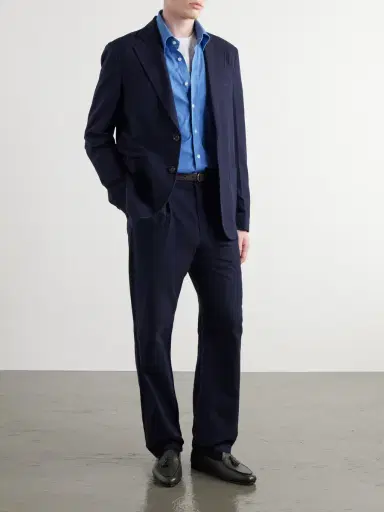 Oliver Spencer Morton Straight-Leg Pleated Cotton and Wool-Blend Suit Trousers - Men | Thumbnail 2 Oliver Spencer Morton Straight-Leg Pleated Cotton and Wool-Blend Suit Trousers - Men | Thumbnail 2