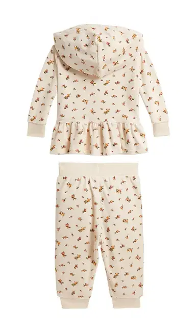 Polo Ralph Lauren Baby Two Piece Set Long Sleeve Velour Floral Printed Ruffle Full-zip With Jogger | Thumbnail 2 Polo Ralph Lauren Baby Two Piece Set Long Sleeve Velour Floral Printed Ruffle Full-zip With Jogger | Thumbnail 2