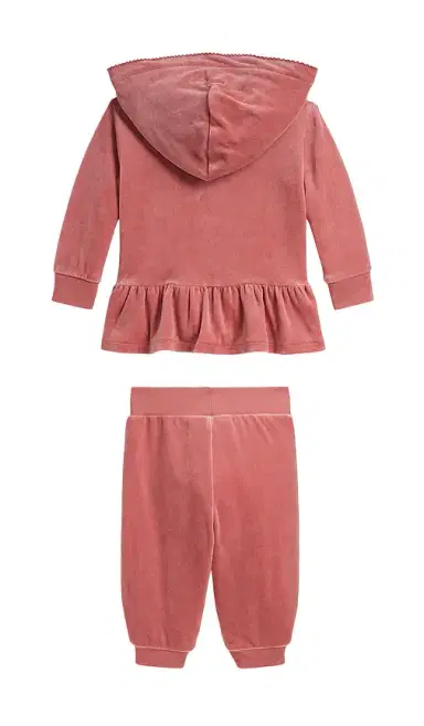 Polo Ralph Lauren Baby Two Piece Set Long Sleeve Cotton Velour Full Zip Sweatshirt With Jogger | Thumbnail 2 Polo Ralph Lauren Baby Two Piece Set Long Sleeve Cotton Velour Full Zip Sweatshirt With Jogger | Thumbnail 2