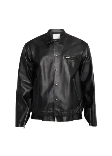 sacai Shiny Leather Jacket | Thumbnail 1 sacai Shiny Leather Jacket | Thumbnail 1