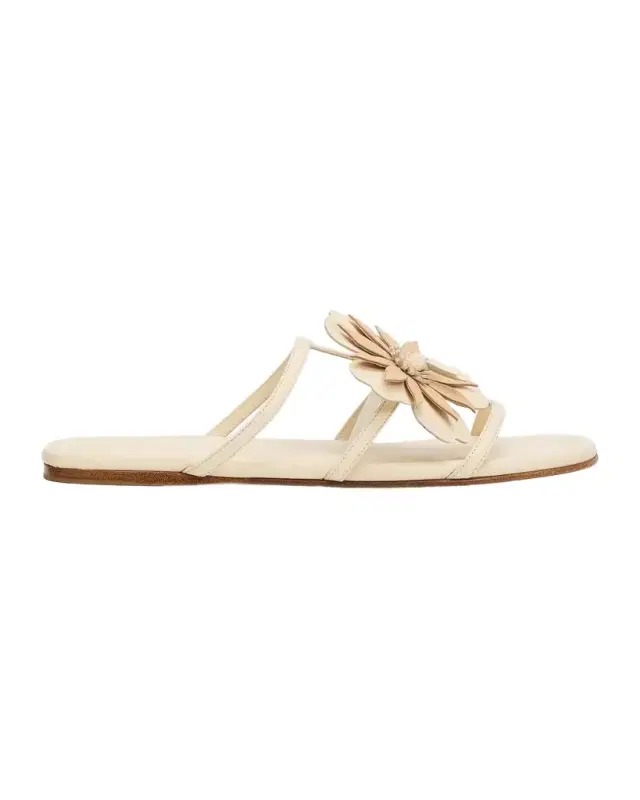 Belara Flower-Appliqué Leather Sandals Belara Flower-Appliqué Leather Sandals