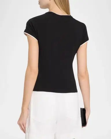 Veronica Beard Devin Stretch-Cotton T-Shirt | Thumbnail 3 Veronica Beard Devin Stretch-Cotton T-Shirt | Thumbnail 3