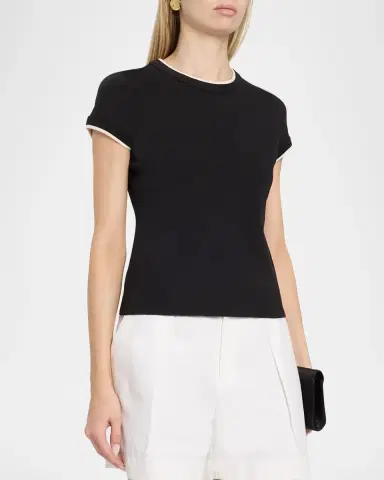 Veronica Beard Devin Stretch-Cotton T-Shirt | Thumbnail 4 Veronica Beard Devin Stretch-Cotton T-Shirt | Thumbnail 4