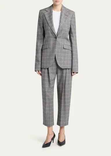 Stella McCartney Slim Checked Single-Breasted Blazer Jacket | Thumbnail 2 Stella McCartney Slim Checked Single-Breasted Blazer Jacket | Thumbnail 2