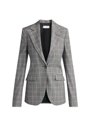 Stella McCartney Slim Checked Single-Breasted Blazer Jacket | Thumbnail 1 Stella McCartney Slim Checked Single-Breasted Blazer Jacket | Thumbnail 1