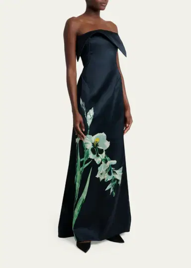 Erdem Floral Duchess Satin Strapless Gown | Thumbnail 4 Erdem Floral Duchess Satin Strapless Gown | Thumbnail 4