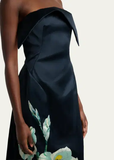 Erdem Floral Duchess Satin Strapless Gown | Thumbnail 5 Erdem Floral Duchess Satin Strapless Gown | Thumbnail 5