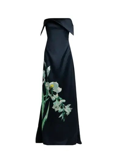 Erdem Floral Duchess Satin Strapless Gown | Thumbnail 1 Erdem Floral Duchess Satin Strapless Gown | Thumbnail 1