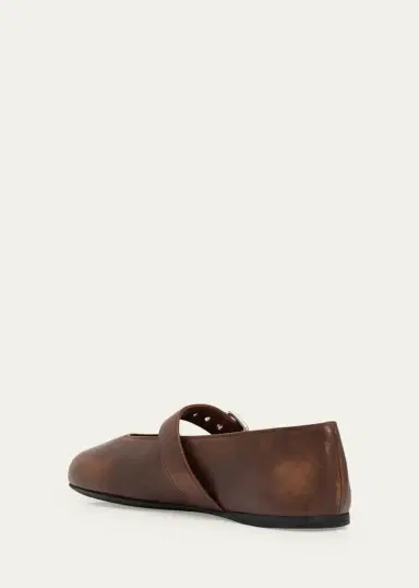 Miu Miu Nappa Leather Mary Jane Buckle Ballerina Flats | Thumbnail 4 Miu Miu Nappa Leather Mary Jane Buckle Ballerina Flats | Thumbnail 4