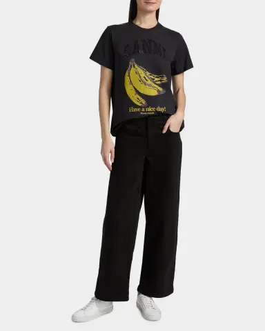 Ganni Banana Relaxed Cotton T-Shirt | Thumbnail 2 Ganni Banana Relaxed Cotton T-Shirt | Thumbnail 2