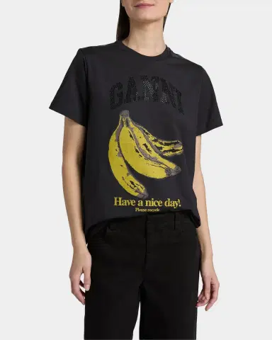 Ganni Banana Relaxed Cotton T-Shirt | Thumbnail 4 Ganni Banana Relaxed Cotton T-Shirt | Thumbnail 4