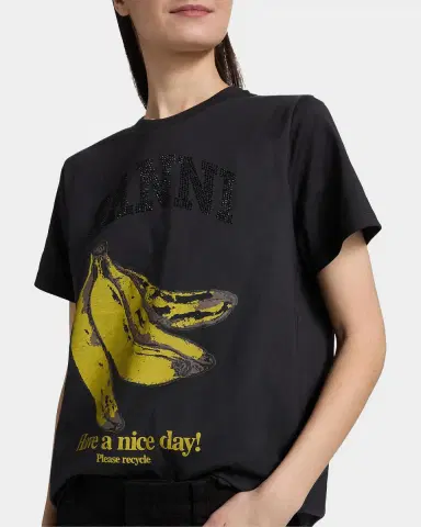 Ganni Banana Relaxed Cotton T-Shirt | Thumbnail 5 Ganni Banana Relaxed Cotton T-Shirt | Thumbnail 5