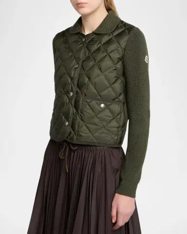 Moncler Diamond Quilted Padded Wool Cardigan | Thumbnail 4 Moncler Diamond Quilted Padded Wool Cardigan | Thumbnail 4