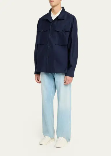Bottega Veneta Men's Washed Cotton and Silk Overshirt | Thumbnail 2 Bottega Veneta Men's Washed Cotton and Silk Overshirt | Thumbnail 2