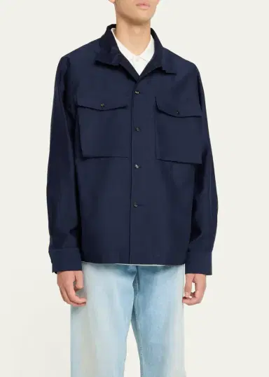 Bottega Veneta Men's Washed Cotton and Silk Overshirt | Thumbnail 4 Bottega Veneta Men's Washed Cotton and Silk Overshirt | Thumbnail 4