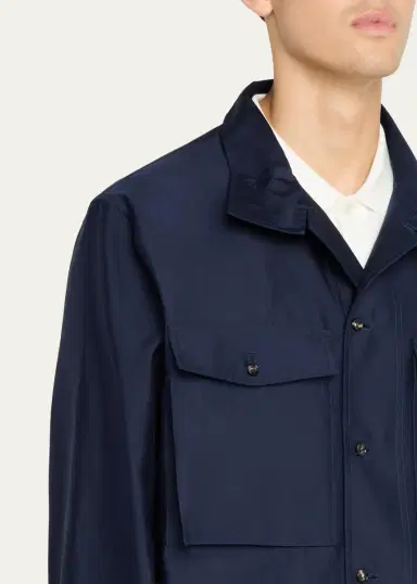 Bottega Veneta Men's Washed Cotton and Silk Overshirt | Thumbnail 5 Bottega Veneta Men's Washed Cotton and Silk Overshirt | Thumbnail 5