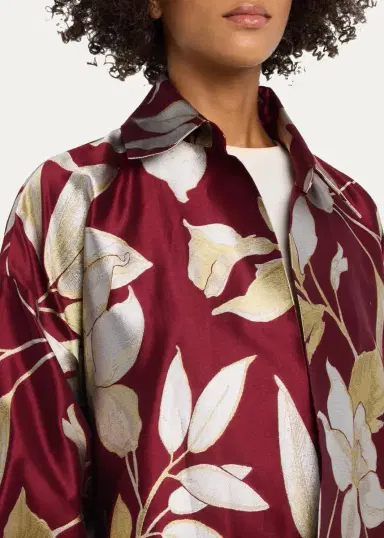 Eskandar Sloped Shoulder Wide A-Line Open Jacket With Collar - 3/4 Length | Thumbnail 5 Eskandar Sloped Shoulder Wide A-Line Open Jacket With Collar - 3/4 Length | Thumbnail 5