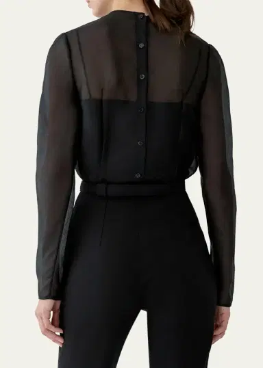 Carolina Herrera Embellished Semi-Sheer Long Sleeve Top | Thumbnail 3 Carolina Herrera Embellished Semi-Sheer Long Sleeve Top | Thumbnail 3