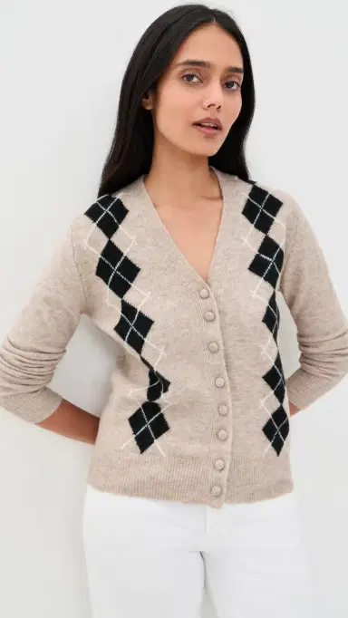 Wayf Elizabeth Argyle Sweater Oat/Green | Thumbnail 2 Wayf Elizabeth Argyle Sweater Oat/Green | Thumbnail 2