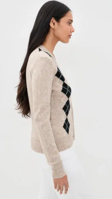 Wayf Elizabeth Argyle Sweater Oat/Green | Thumbnail 4 Wayf Elizabeth Argyle Sweater Oat/Green | Thumbnail 4
