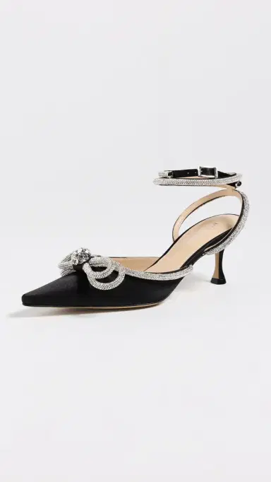 Mach & Mach Double Bow Satin Pumps Black | Thumbnail 2 Mach & Mach Double Bow Satin Pumps Black | Thumbnail 2