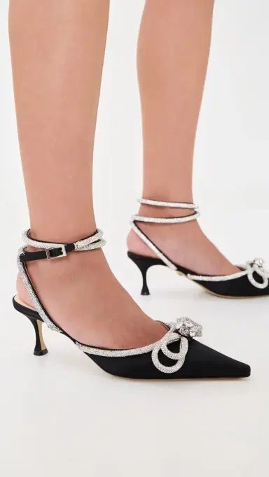 Mach & Mach Double Bow Satin Pumps Black | Thumbnail 4 Mach & Mach Double Bow Satin Pumps Black | Thumbnail 4