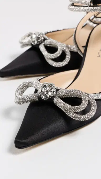 Mach & Mach Double Bow Satin Pumps Black | Thumbnail 6 Mach & Mach Double Bow Satin Pumps Black | Thumbnail 6